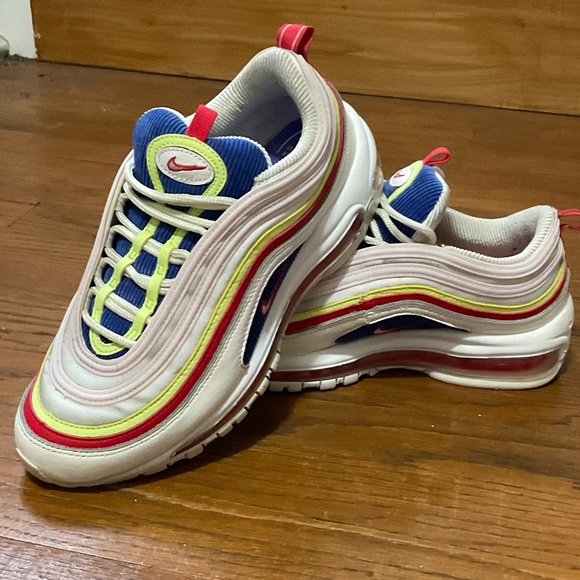 Nike Air Max 97 Corduroy Sail Volt Glow Arctic Pink Red. Good Cond. Women’s 8.5 - Picture 3 of 8